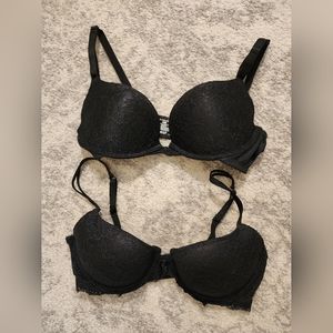 (2) Ambrielle Black Push-up Bras
